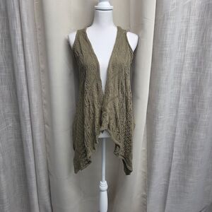 Mossimo Supply Co. Olive Crochet Open-Front Vest